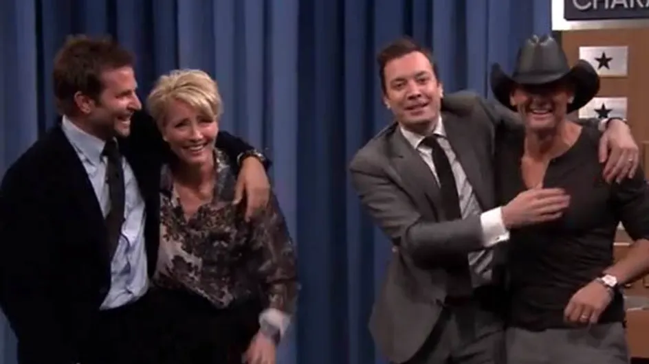 WATCH: Bradley Cooper and Emma Thompson play charades and it is amazing