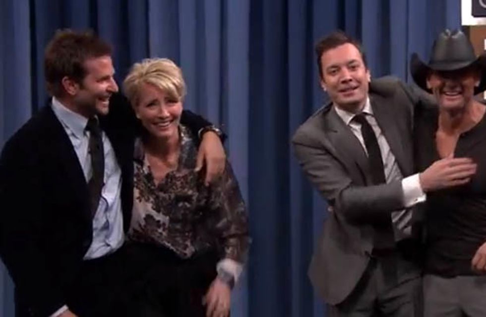 WATCH: Bradley Cooper and Emma Thompson play charades and it is amazing