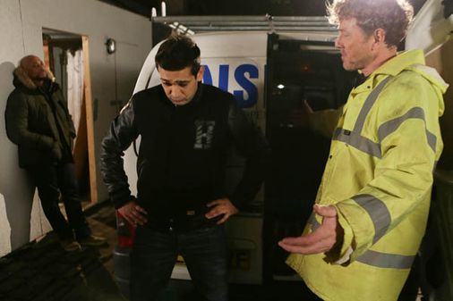 Tony steals the builder's tools