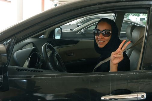 Saudi female activist driving car