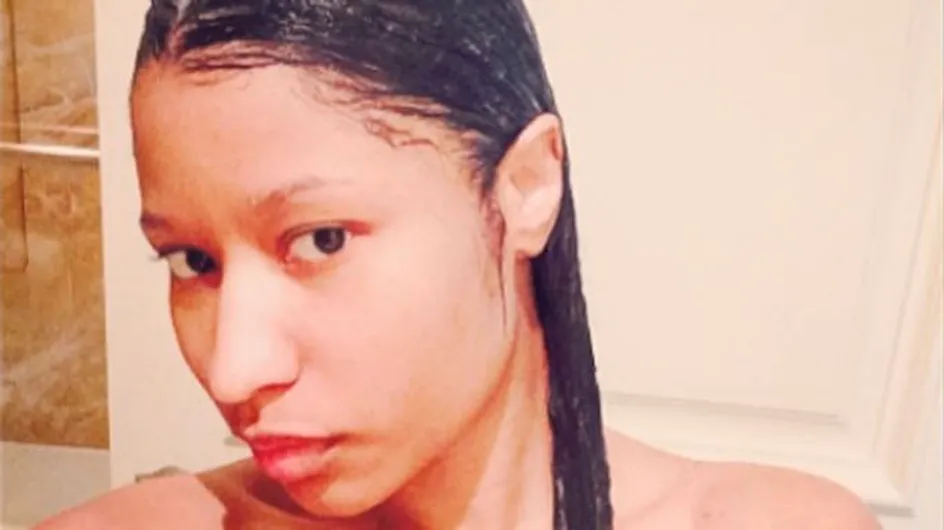 Nicki Minaj en la ducha y sin maquillaje