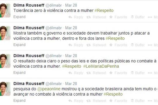 Twitter da presidente: Dilma fala sobre a violência no microblog