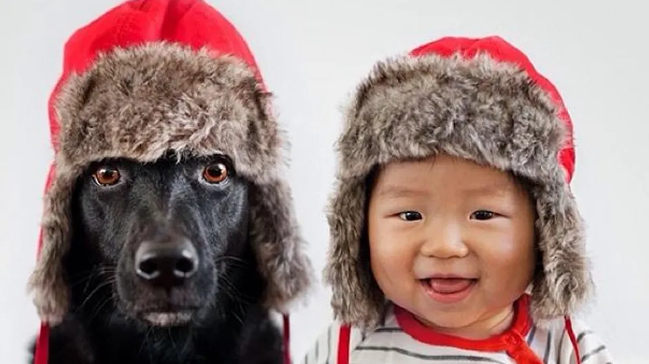 1 bébé + 1 chien + des chapeaux rigolos = des photos so cute !