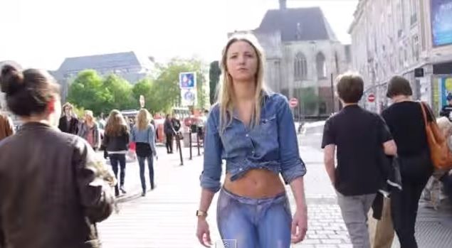 Vidéo de Marie avec un jean en bodypainting : 