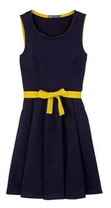 Petit Bateau - Dikke jersey jurk en gekleurde riem