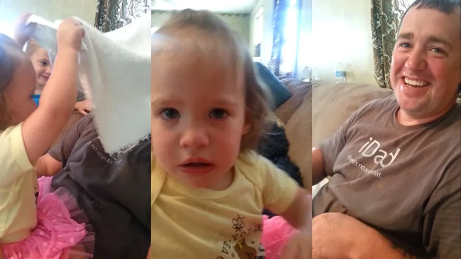 L'hilarante réaction d'une petite fille découvrant son papa sans barbe pour la première fois (Vidéo)