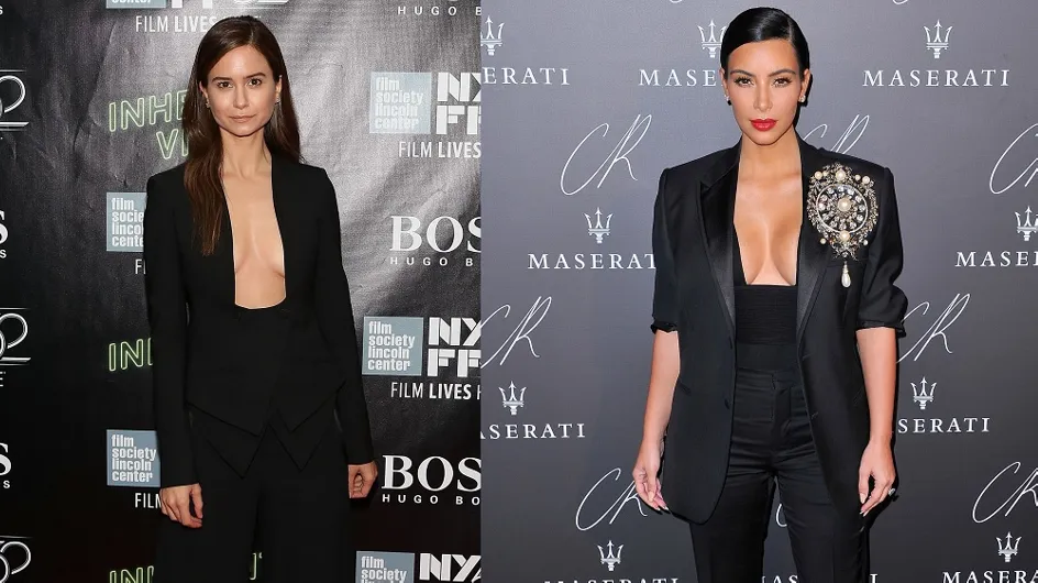 Décolleté carré : Katherine Waterston VS Kim Kardashian
