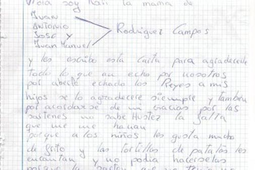 Carta a los Reyes Magos de un niño