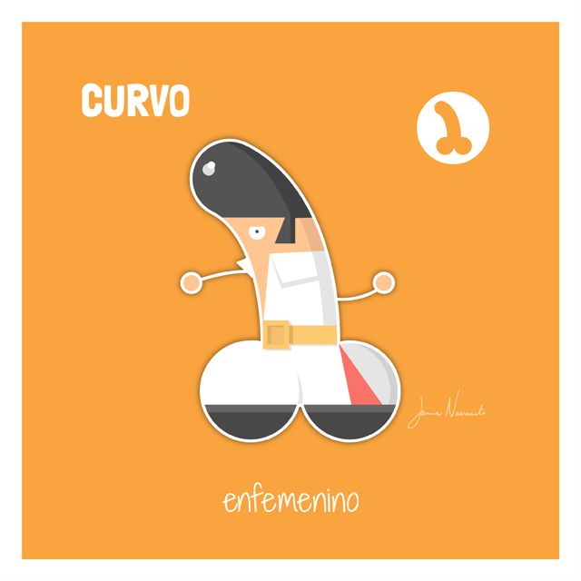 Izquierda pene curvo