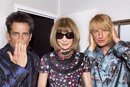 Ben Stiller y Owen Wilson con Anna Wintour