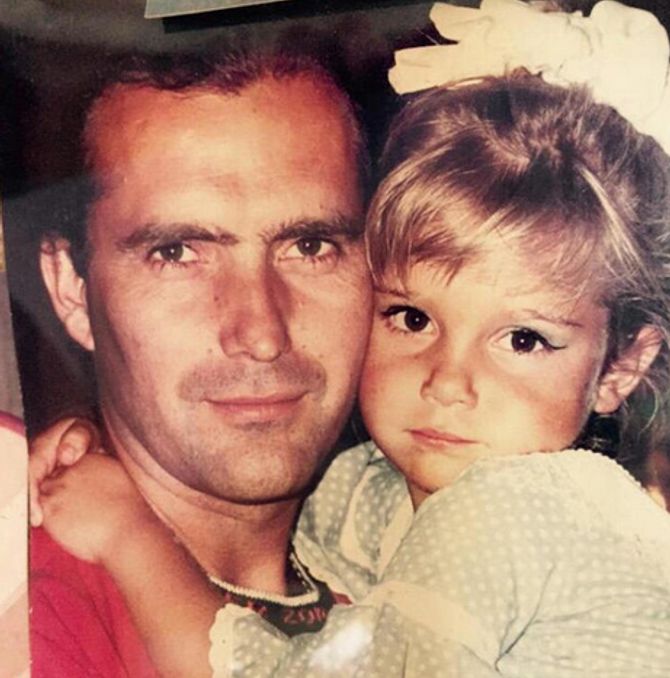 Natalia Sánchez y su padre