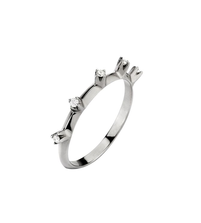 Anel Espeto: ouro branco 18K com rodium negro e diamante
