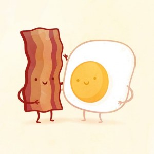 Bacon y huevo frito