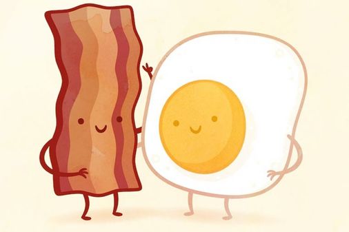 Bacon y huevo frito