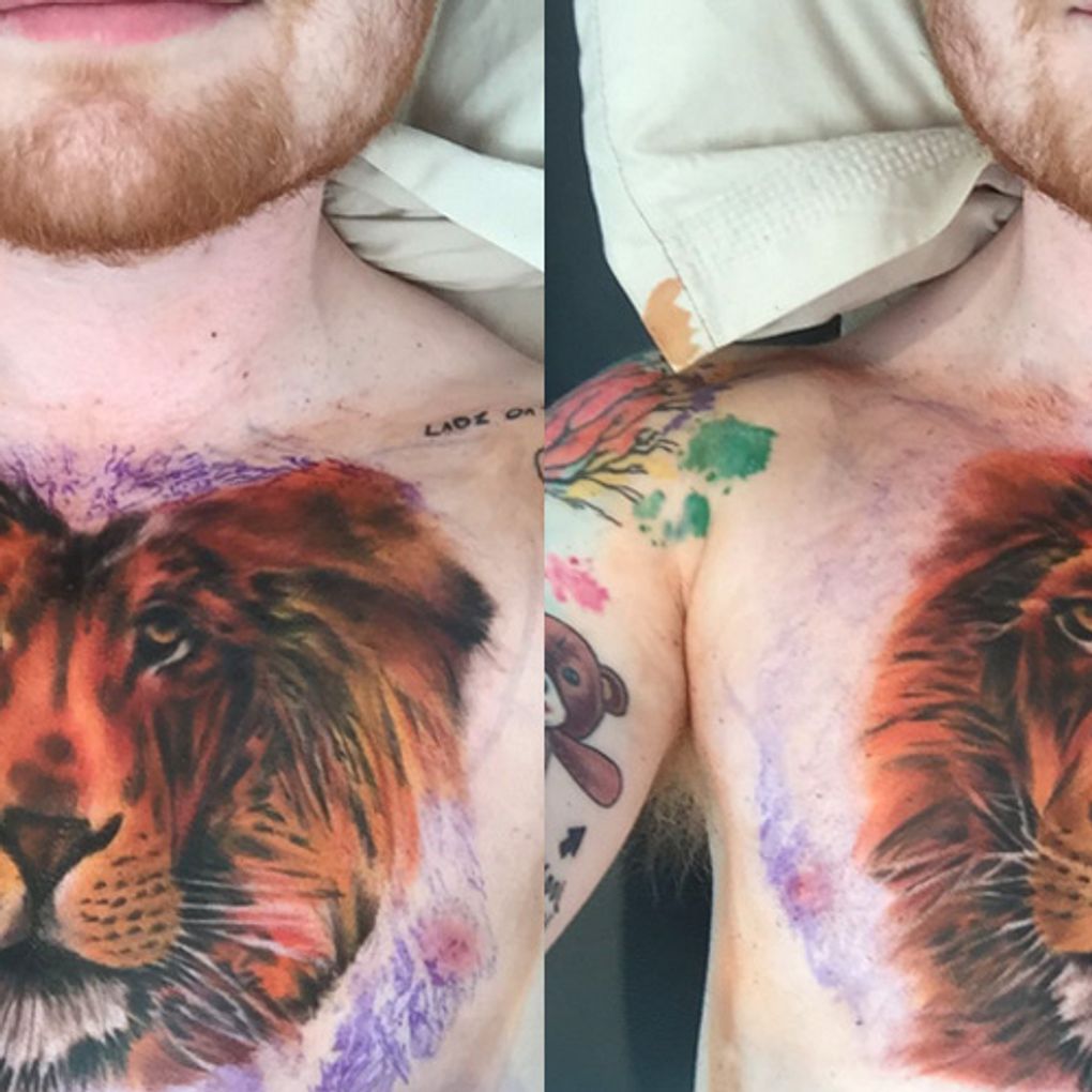 Ed Sheeran Shows Off Lion Tattoo on His Chest