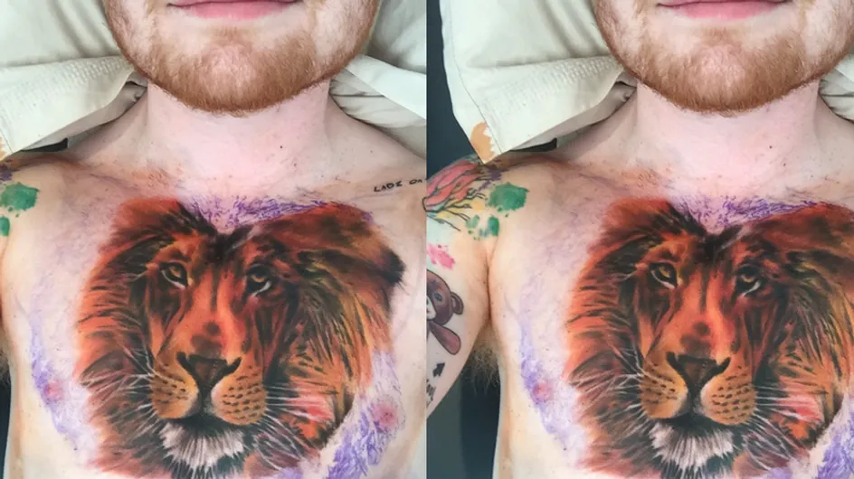 You Okay Ed? Singer Gets Giant Lion Tattoo On His Chest