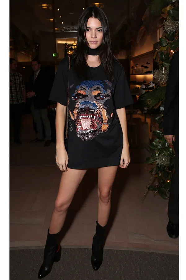 Kendall Jenner: Black Shirt Dress and Boots
