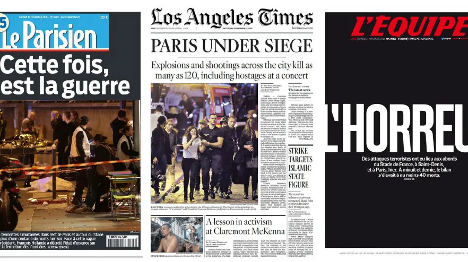 Attentats à Paris : L'horreur en Une de la presse du monde entier