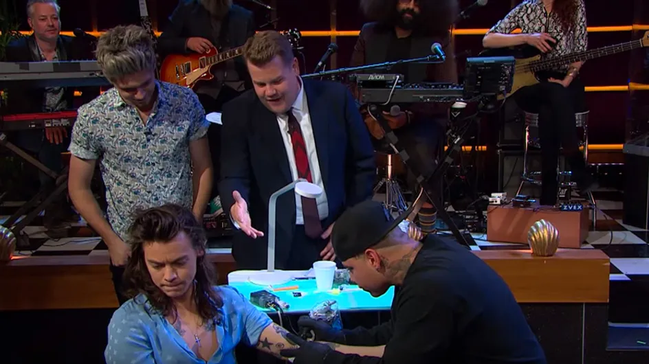 Harry Styles Just Got A Tattoo Live On TV And James Corden Lost It