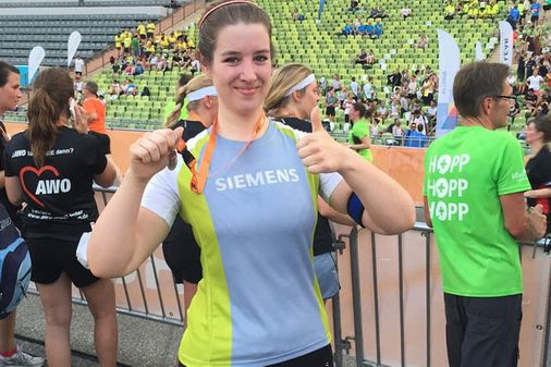 Carina nach ihrem ersten Lauf