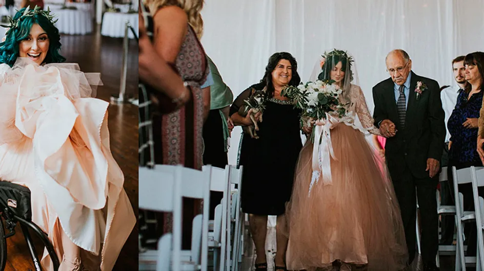 Esta noiva paraplégica levantou da cadeira de rodas para caminhar até o altar no dia do casamento