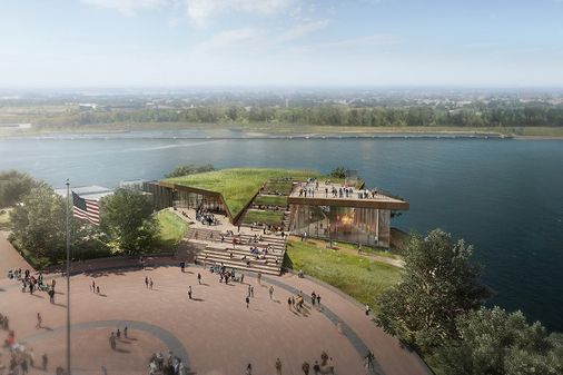 Perspectiva do novo museu em Liberty Island