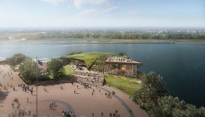 Perspectiva do novo museu em Liberty Island