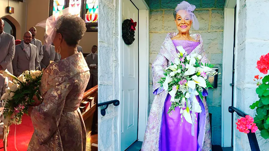 Essa senhora de 86 anos desenhou seu próprio vestido de noiva