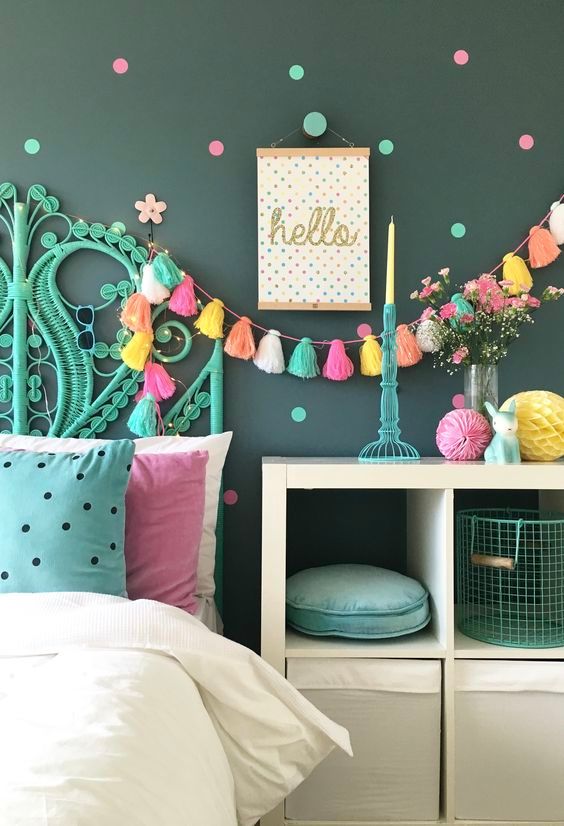 Arcoíris de color en habitaciones para niñas - Decoración de interiores