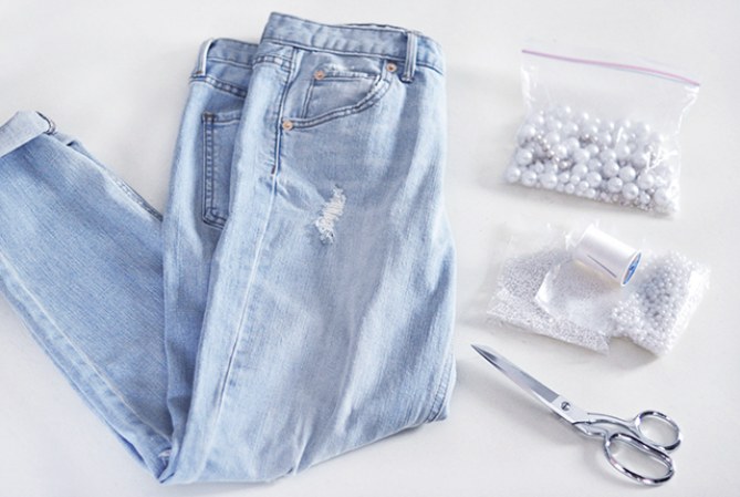 Perlen-Jeans selber machen: Anleitung