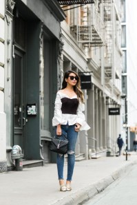 Bustier kombinieren: Stylisch mit Bluse und Skinny Jeans