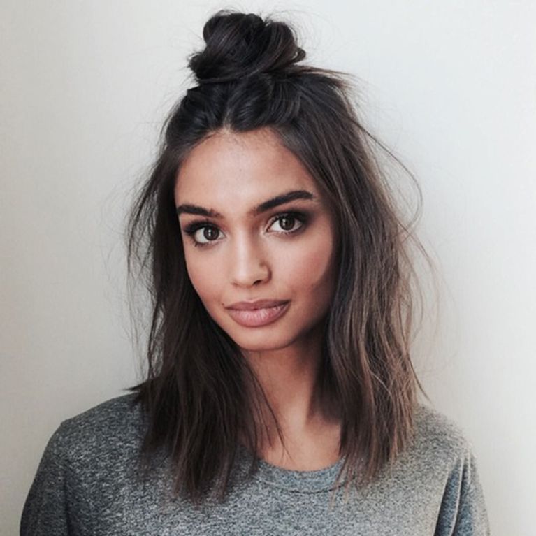 half bun hairstyle for short hair