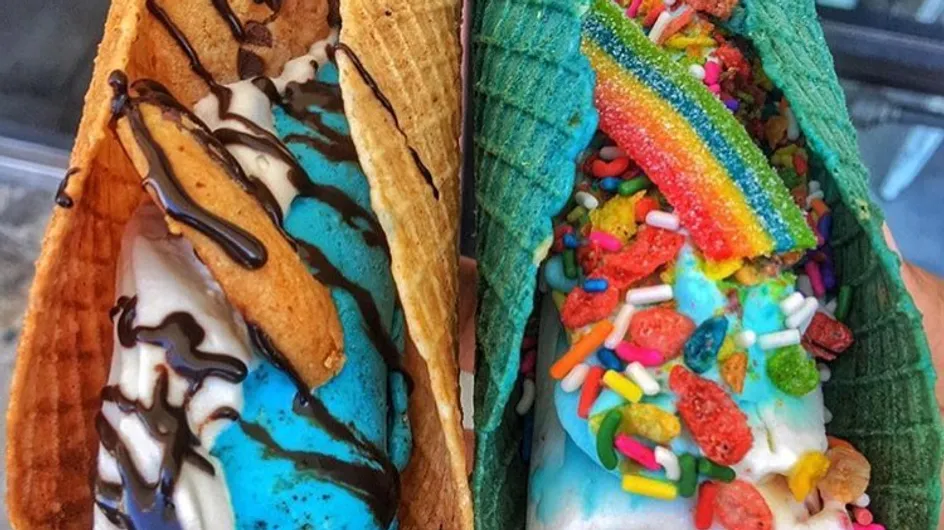 Tacos de colores y rellenos de helado, ¿el postre de nuestros sueños?