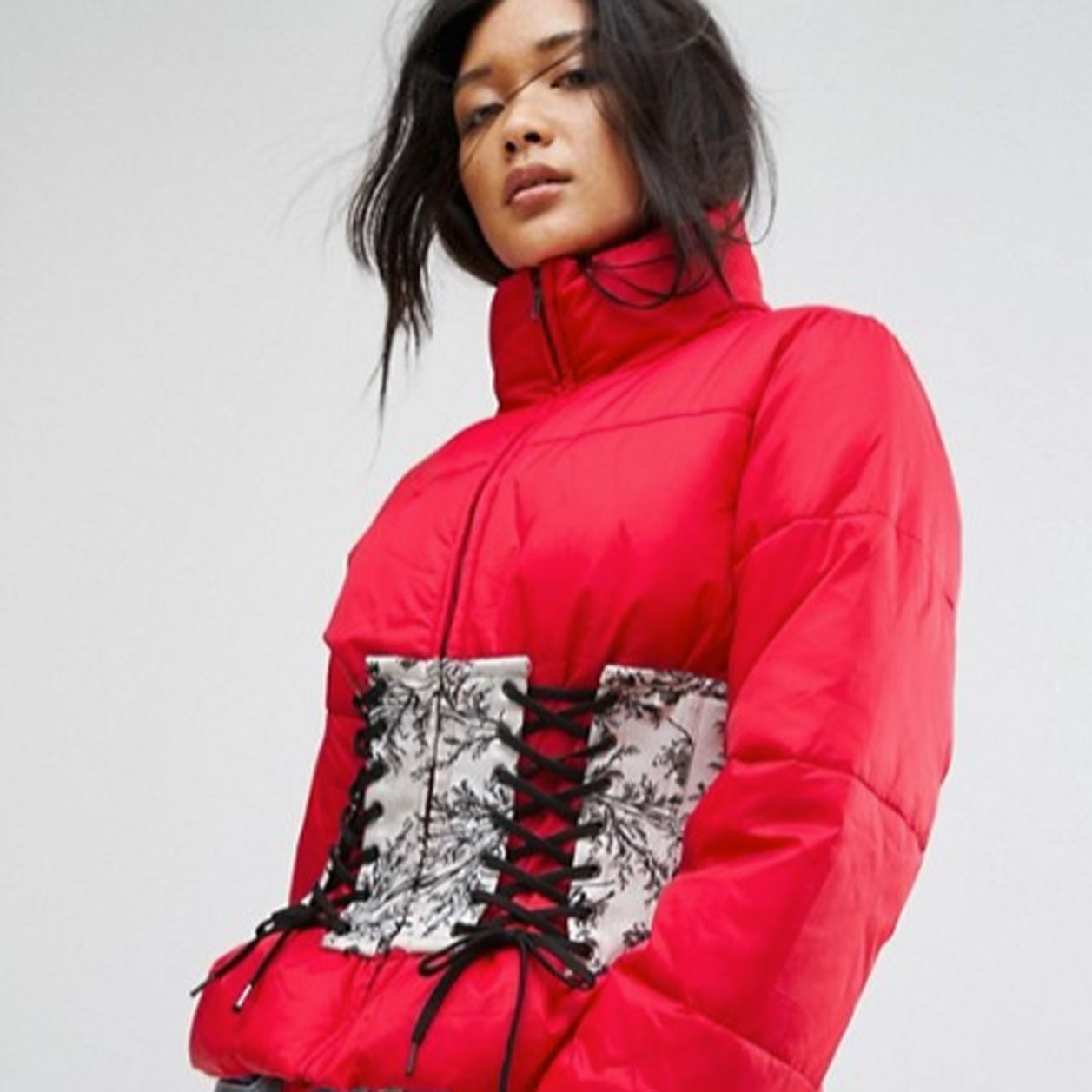 bustier puffer coat