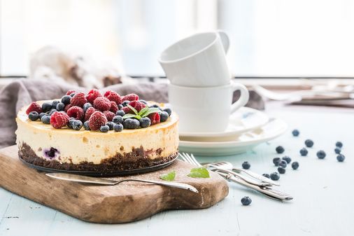 Tarta de queso con frutos rojos