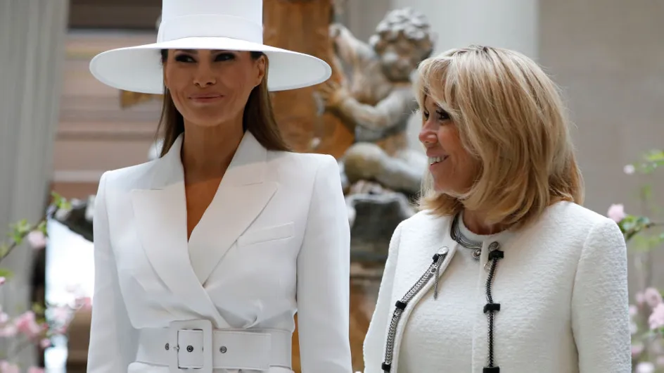 Brigitte Macron et Melania Trump, deux premières dames glamour en robes longues