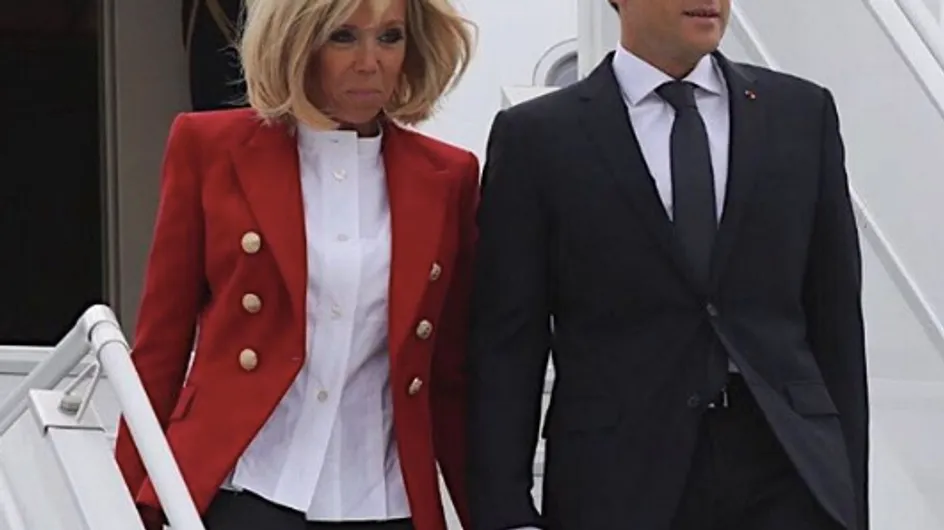 Brigitte Macron, ultra chic en rouge et blanc pour son arrivée au Canada