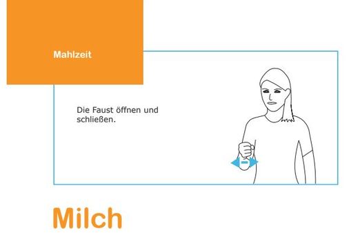 Babyhandzeichen für 'Milch'