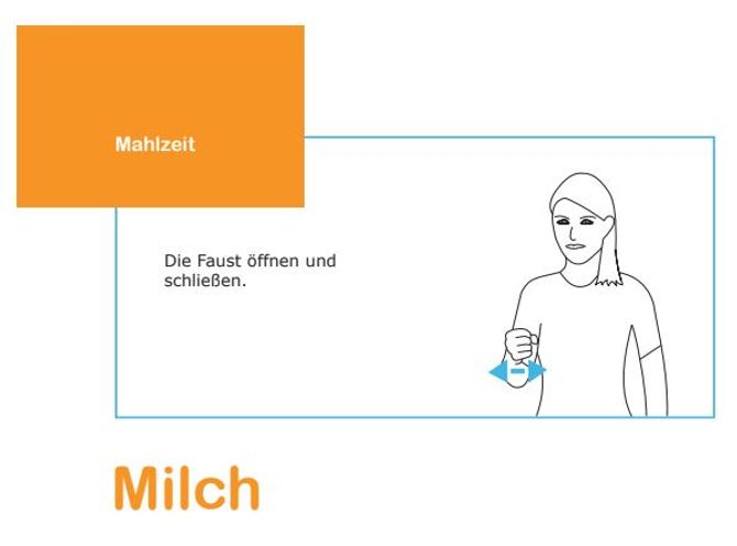 Babyhandzeichen für 'Milch'