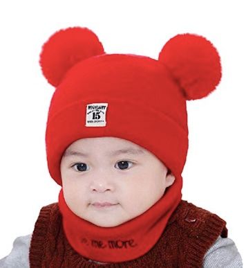 heekpek Bebe Fille Garcon Hiver Bonnet Pompom Tricoté Chaud Laine Chapeau