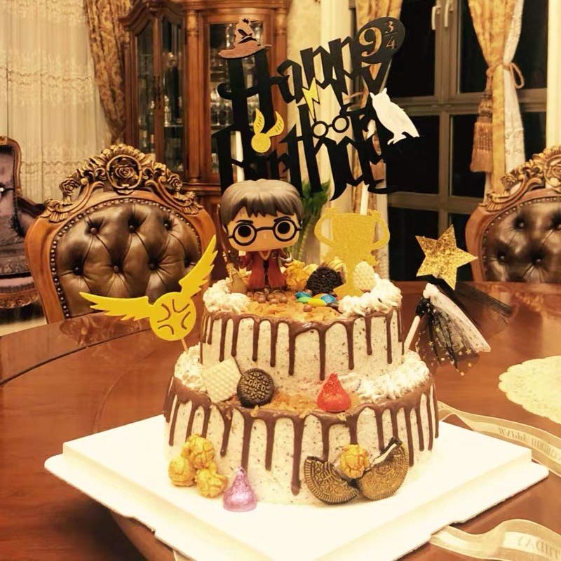 Décoration de gâteau thème Harry Potter pour anniversaire ou fête (option 2)