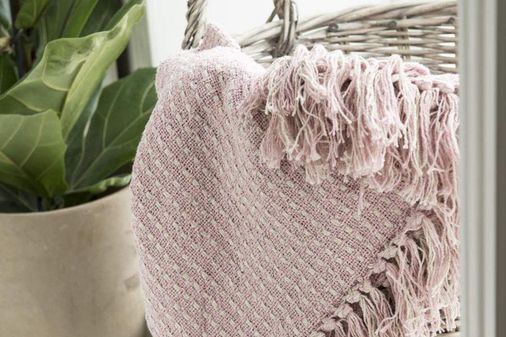 Plaid de algodón rosa de Laursen IB