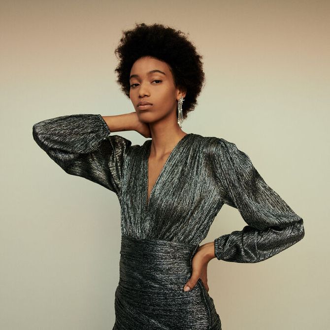 Robe drapée en lurex