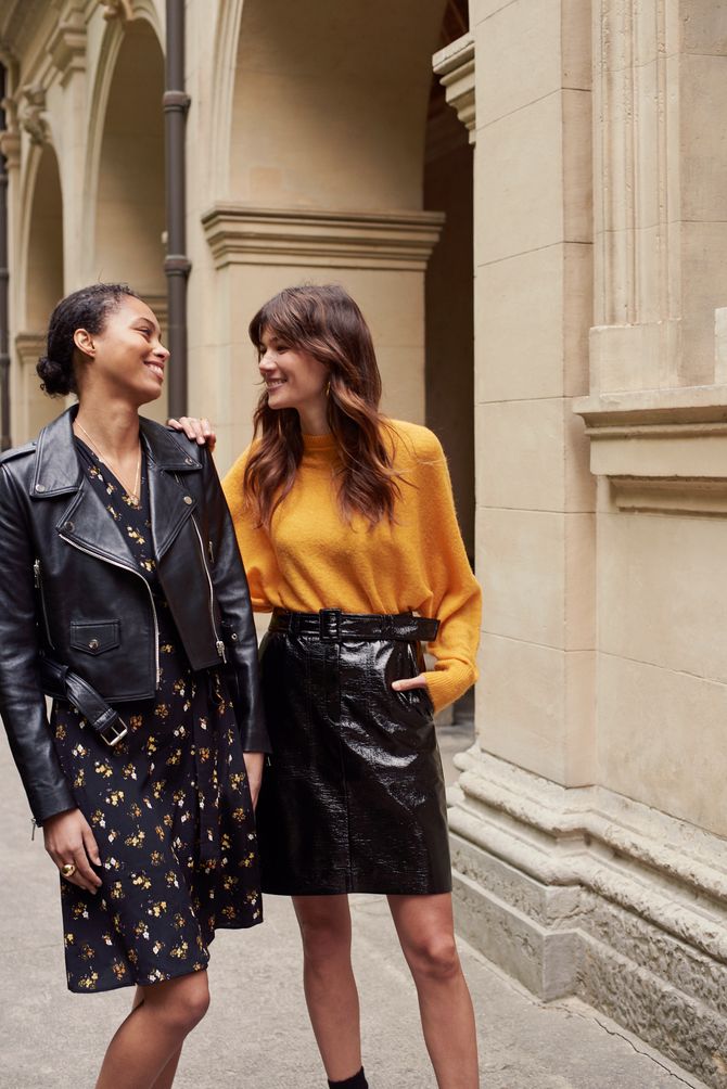 Jupe midi en cuir