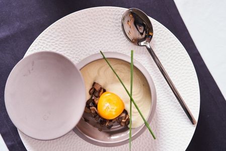 Sopa templada de queso Idiazábal