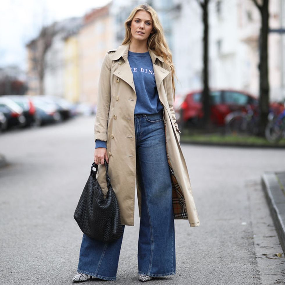 Wide-leg textured trousers Farfetch Mädchen Kleidung Hosen & Jeans Lange Hosen Weite Hosen 