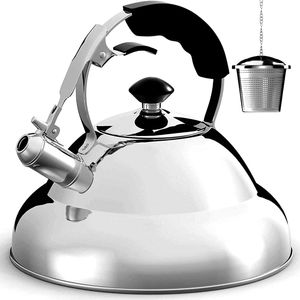 Bouilloire Sifflante En Aluminium 4 Litres - Pour Cuisinière à Gaz Ou Induction, Chauffage Rapide, Design Vintage