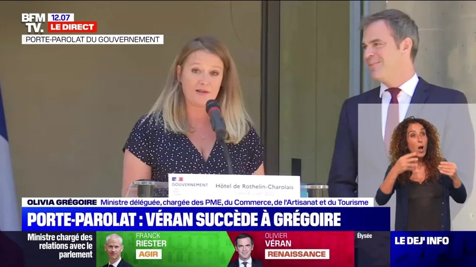 Remaniement : Olivier Véran très gêné par une blague d'Olivia Grégoire pendant la passation