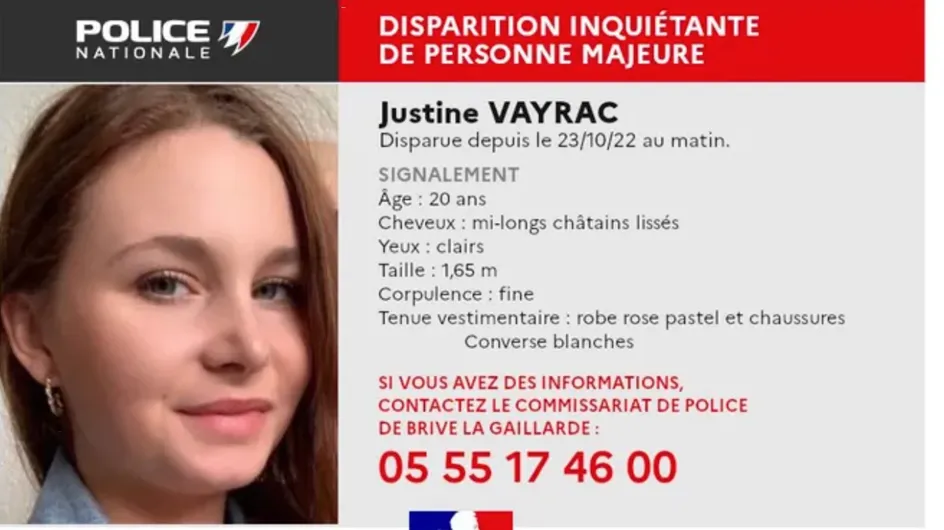 Disparition de Justine Vayrac : le suspect a avoué le meurtre de la jeune femme