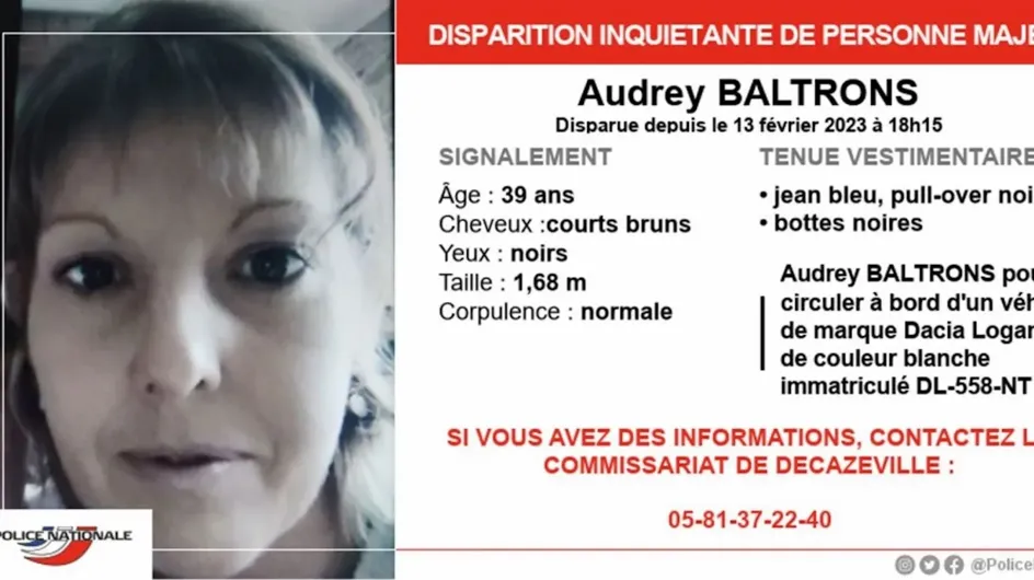 Disparition d'Audrey Baltrons : l'enquête patine et "n'a pas connu d'avancée notable"
